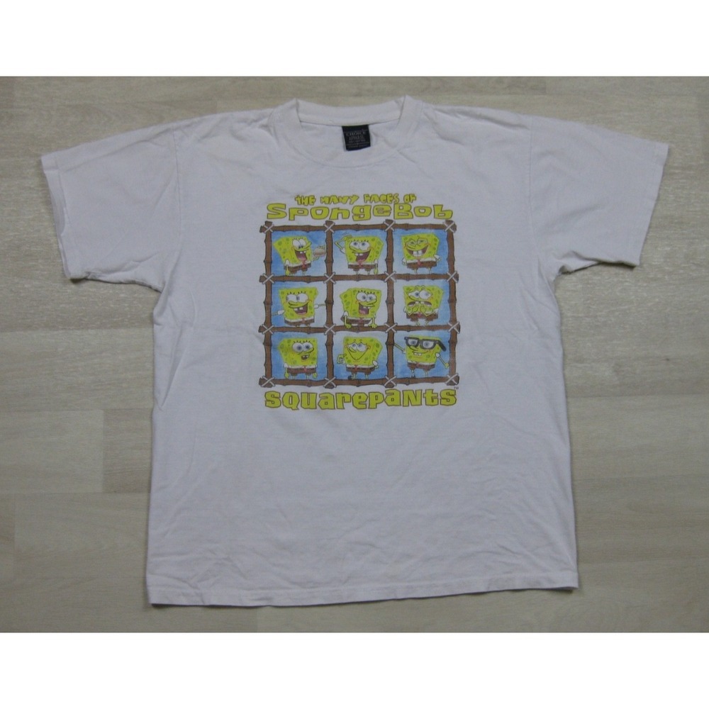 Vintage Y2K The Many Faces of SpongeBob‎ SquarePants T-Shirt (M) Nickelodeon
